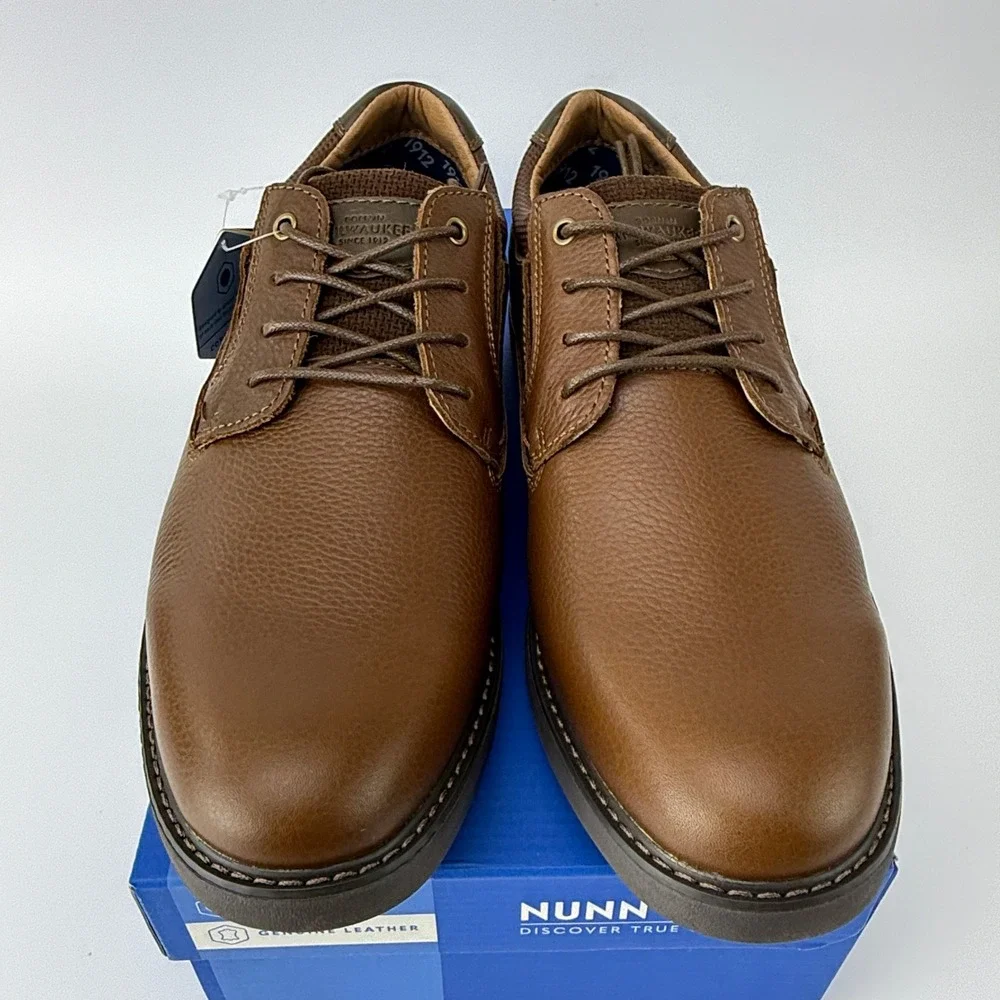 Nunn Bush Bayridge PT OX Leather Plain Toe Oxford Shoes Mens 10 M Brown NIB